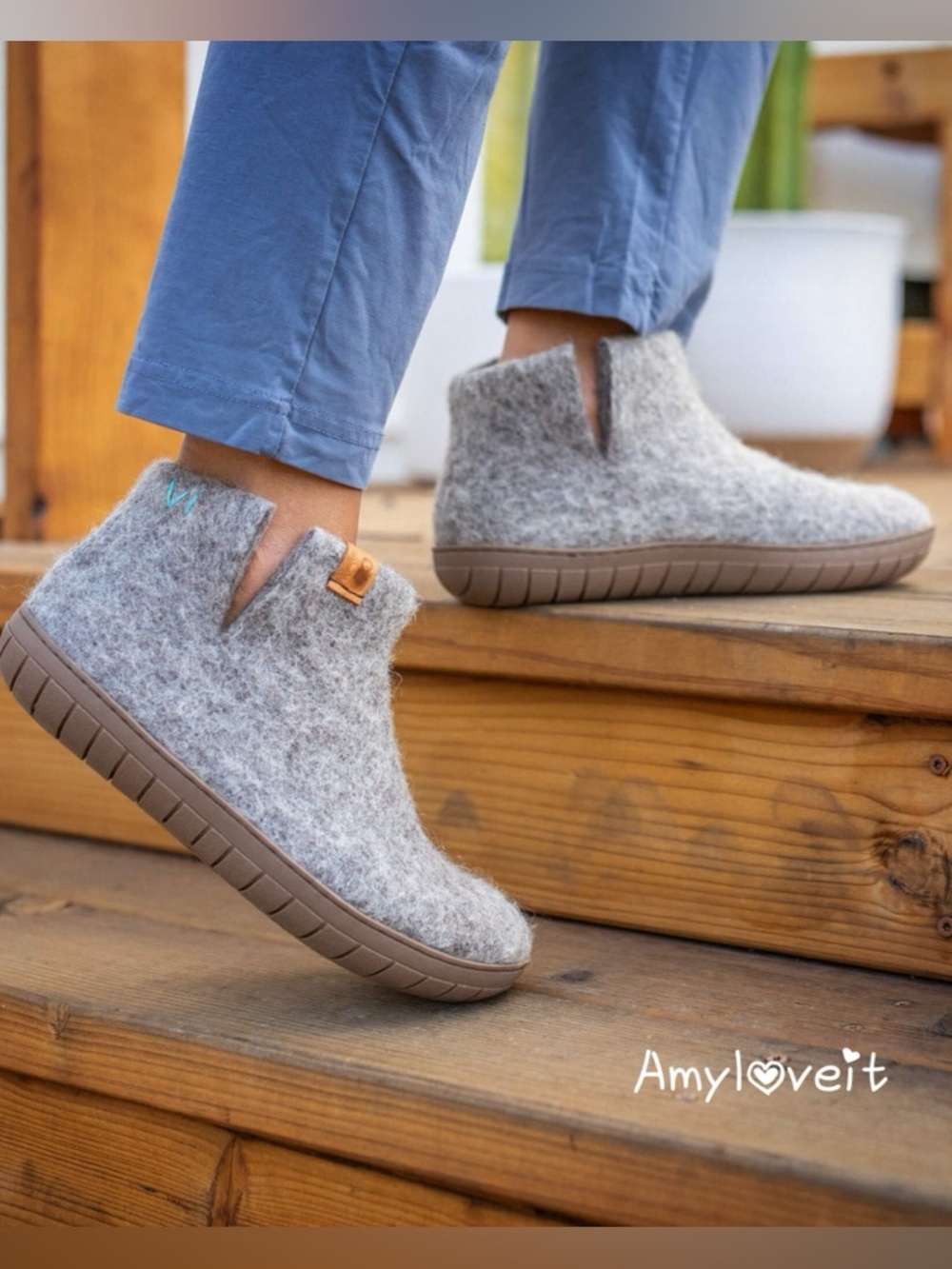 Baabushka Wool Bootie With Rubber Soles New